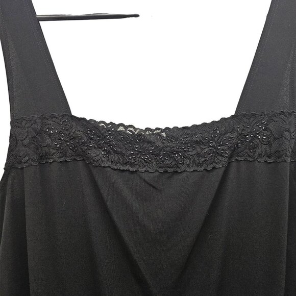 Laura Plus Petites Solid Black Color Lace Trim with Sewn on Beads Square Necklin - Picture 3 of 8